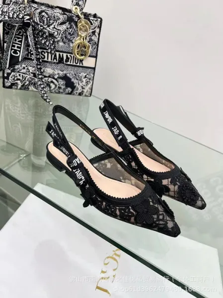 Dior J'Adior Lace Embellished Red Slingback Heels - 19