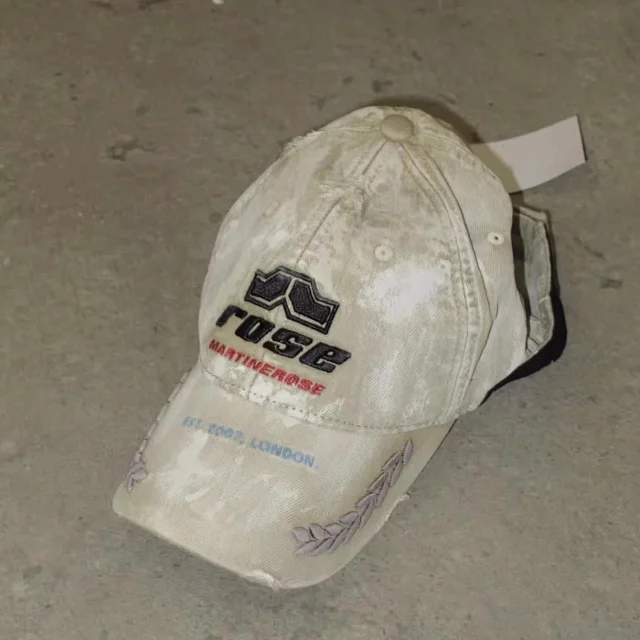 Martine Rose Hats Washed distressed embroidered baseball cap product detail image 6