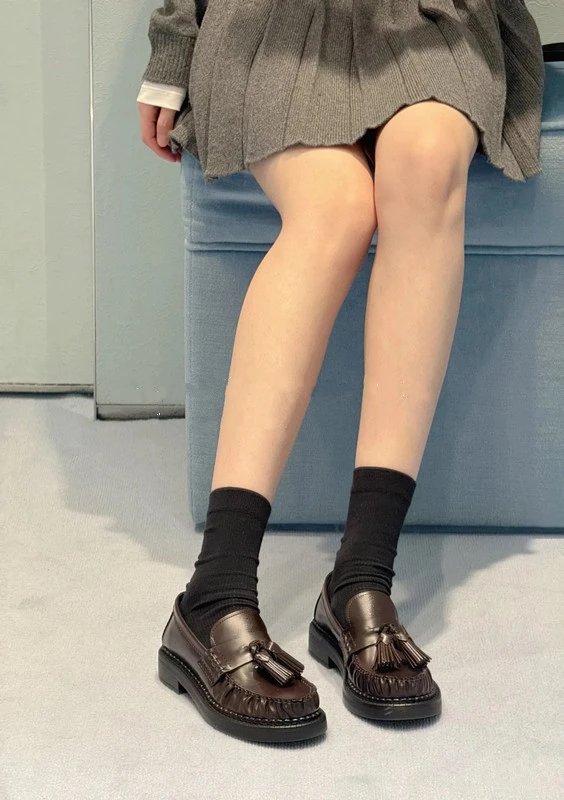 Prada Tassel Loafers Black Leather Shoes - 3