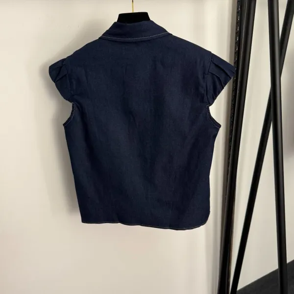 Denim A-Line Midi Skirt in Navy - 6