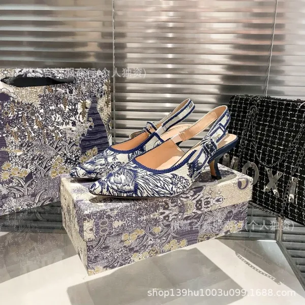Dior J'Adior Slingback Heels Multicolor Floral Embroidered Pointed-Toe Pumps - 12