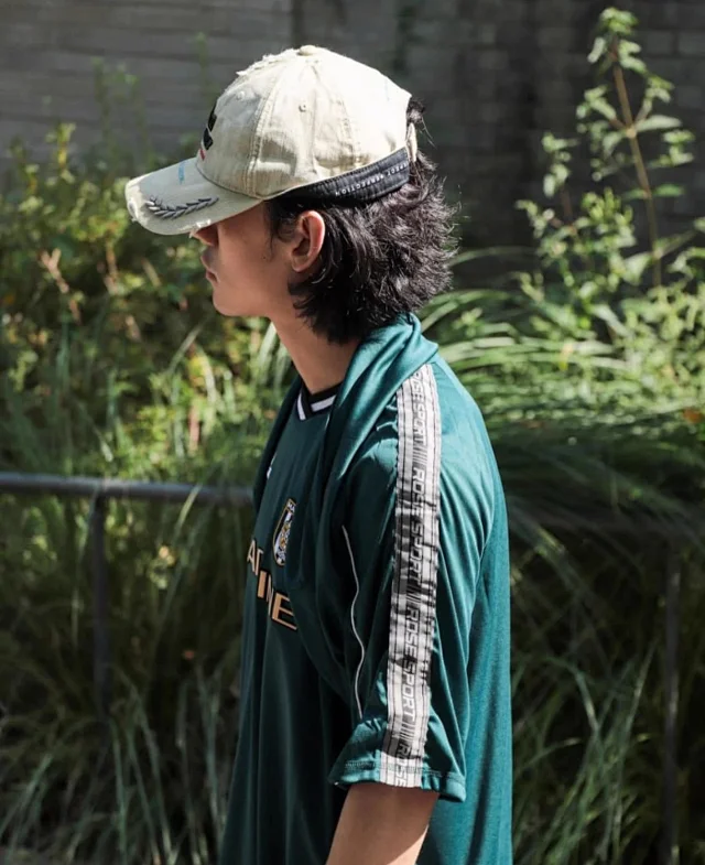 Martine Rose Hats Washed distressed embroidered baseball cap product detail image 24