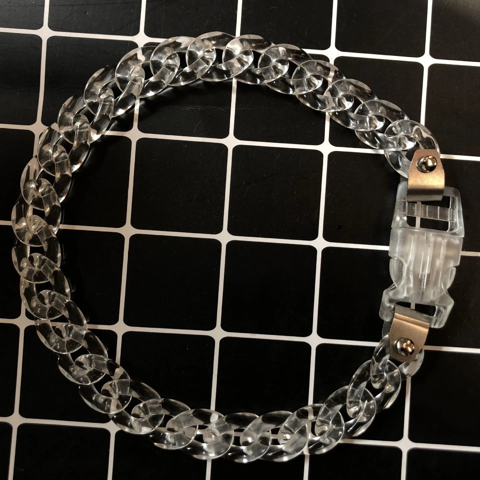 Transparent Acrylic Chain Clip Bracelet with Sculptural Bust Accessory - 3