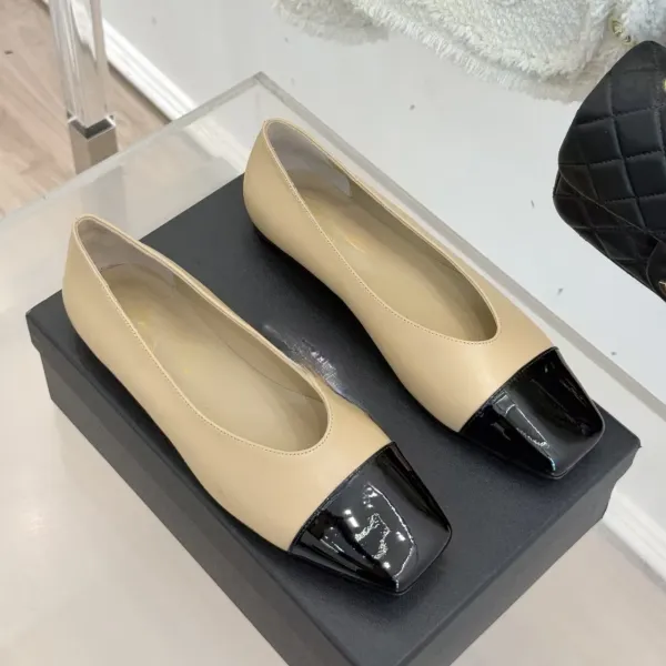 Chanel Two-Tone Cap-Toe Ballet Flats Beige and Black Shoes - 8
