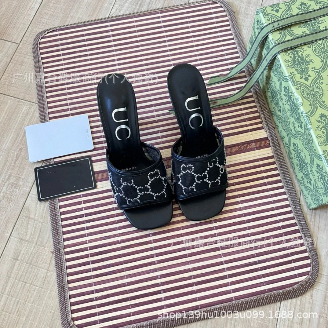 Rhinestone Mesh Fish Mouth Sandal