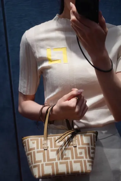 Fendi Zucca Pattern Mini Tote Bag Beige and Brown Handbag - 3