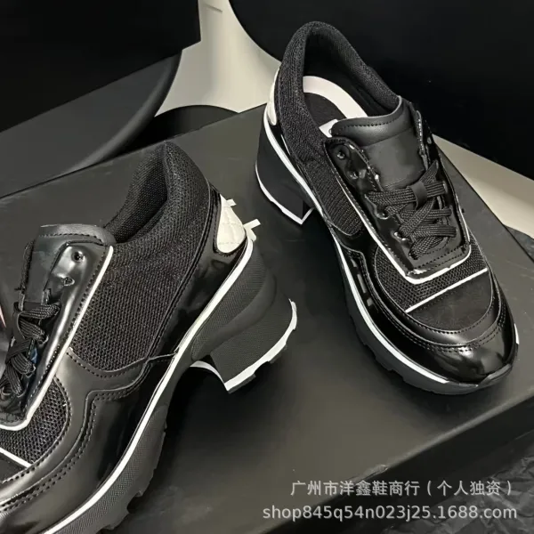 Chanel CC Logo Chunky Sneakers White Black - 9