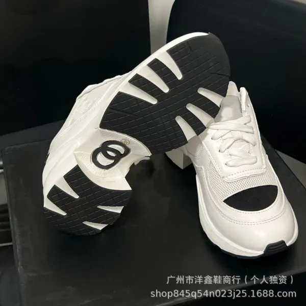 Chanel CC Logo Chunky Sneakers White Black - 20