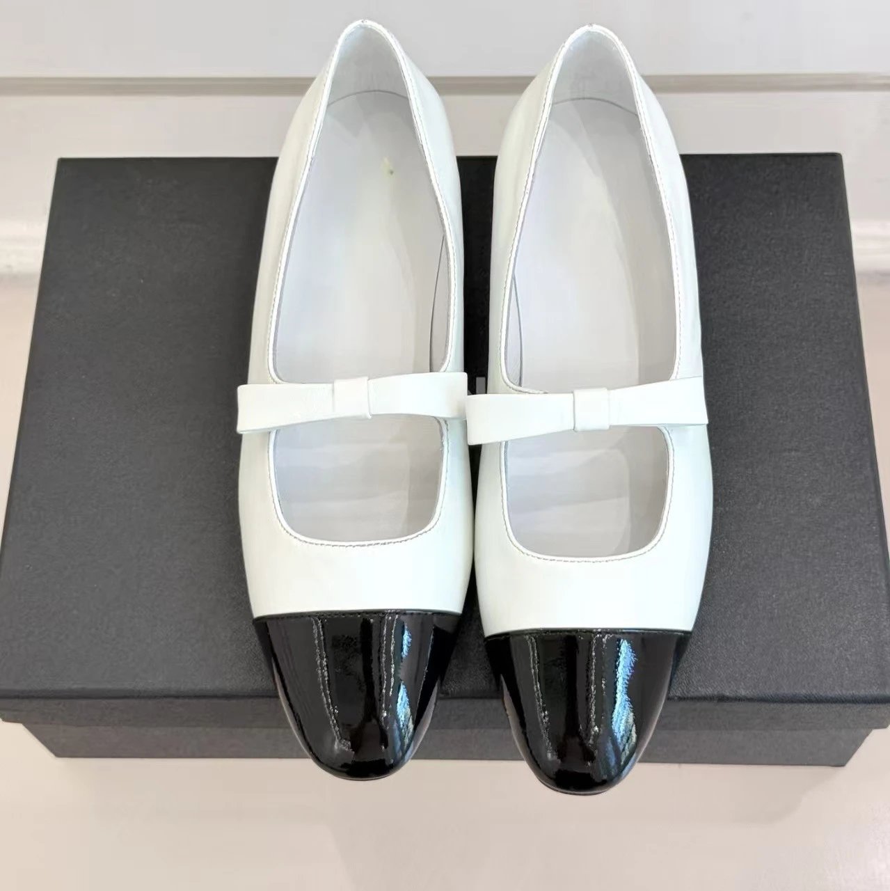 Chanel Two-Tone Patent Cap-Toe Flats Black - 3