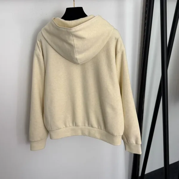 Design Cream Ribbed Hoodie and Wide-Leg Sweatpants Set - 7