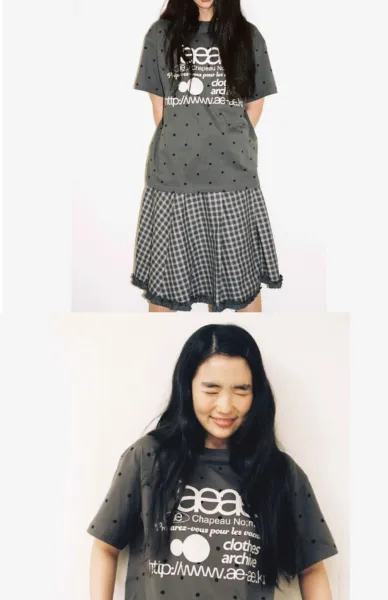 aeae Polka Dot Archive Print T-Shirt Gray - 30
