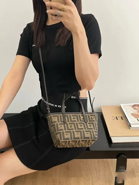Fendi Zucca Pattern Mini Tote Bag Beige and Brown Handbag - 11