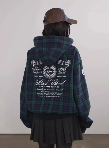 Burberry Tartan Check Hoodie Navy Green - 23