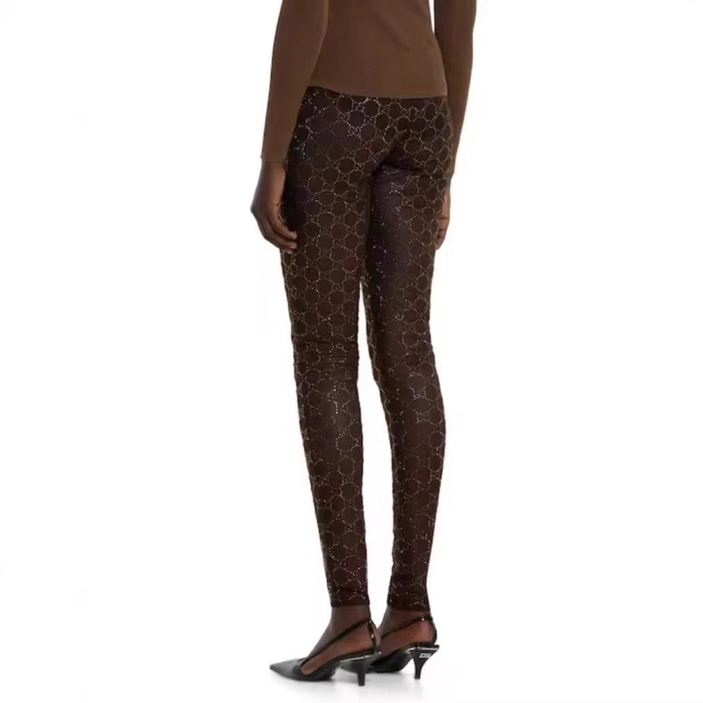 High Waist Rhinestone Casual Pants
