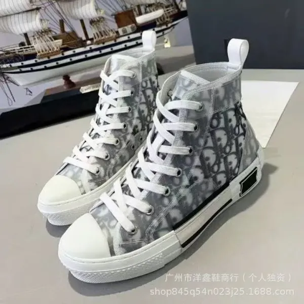 Dior B23 Oblique Print White Low-Top Sneakers - 10