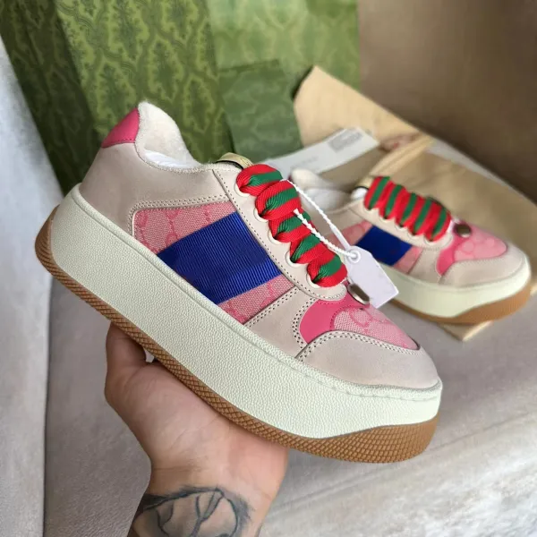 Gucci Rhyton Sneakers with Web Stripe Laces in Mint Green and Beige - 16