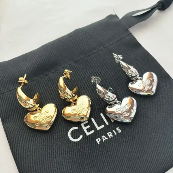 Gold Heart-and-Crescent Earrings - 7