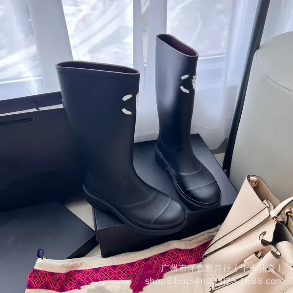 Off-White x Hunter Rain Boots Black White Rubber Knee-Boots - 19