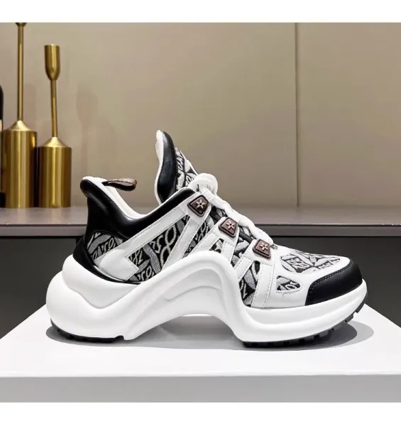 Louis Vuitton Archlight Sneakers White Green Check Scarf Detail Chunky Sneakers - 19