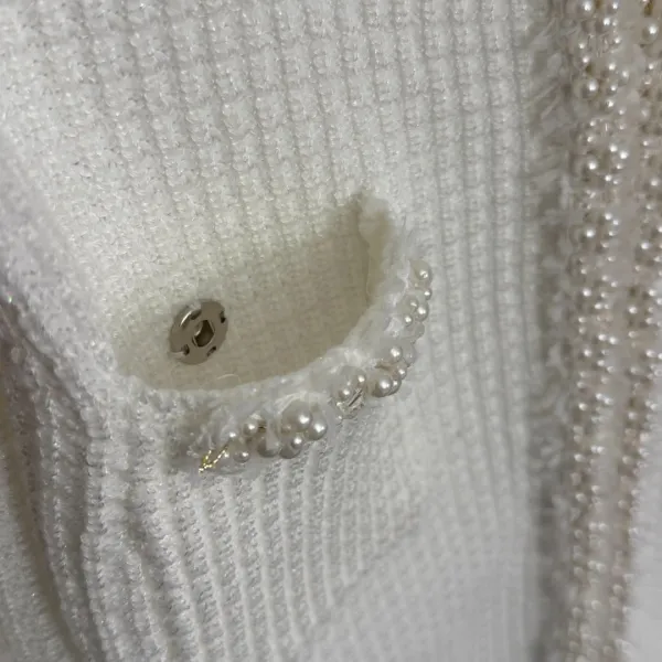 Chanel-Inspired Tweed Set Black and White Cardigan and Skirt - 17