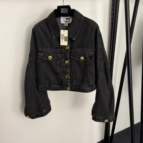 Saint Tears Cropped Denim Jacket and Wide-Leg Jeans Set Black - 5