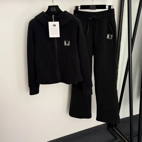 GRA Logo Hoodie and Sweatpants Set Black Tracksuit - 4