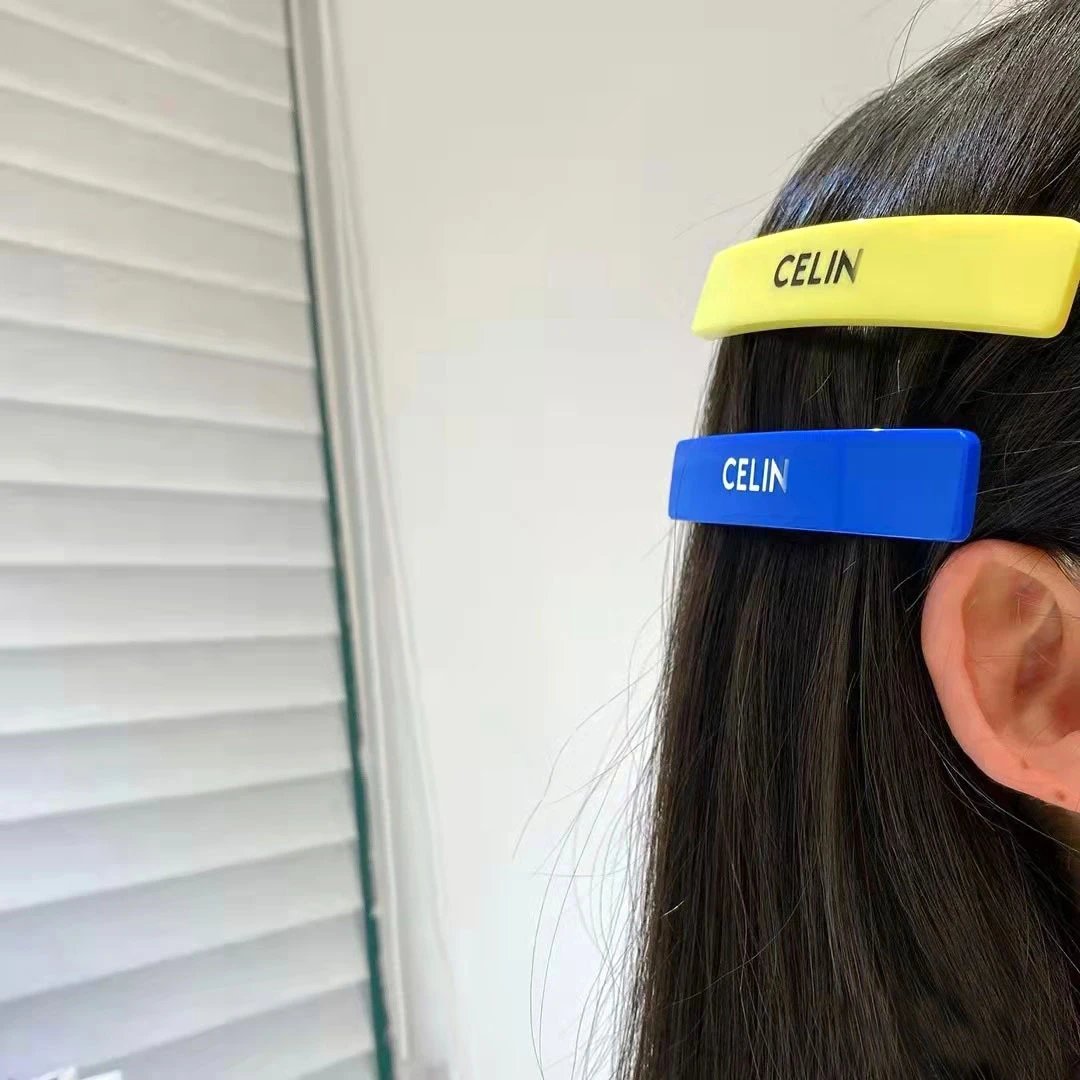 Celine Logo Bar Hair Clip Yellow Accessories - 12