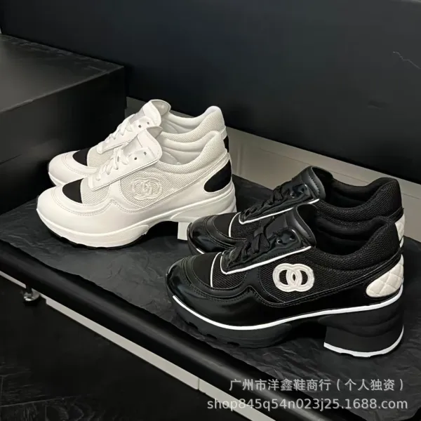 Chanel CC Logo Chunky Sneakers White Black - 3