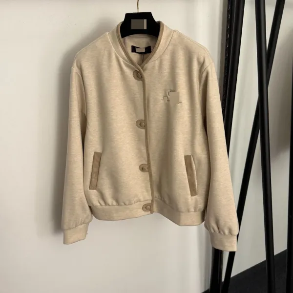 Design Beige Knit Bomber Jacket and Wide-Leg Sweatpants Set - 6