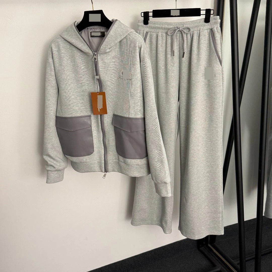 Embroidered Patchwork Leather Tracksuit