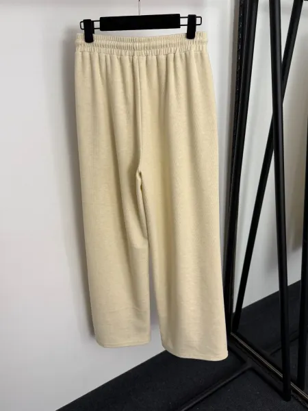 Design Cream Ribbed Hoodie and Wide-Leg Sweatpants Set - 9