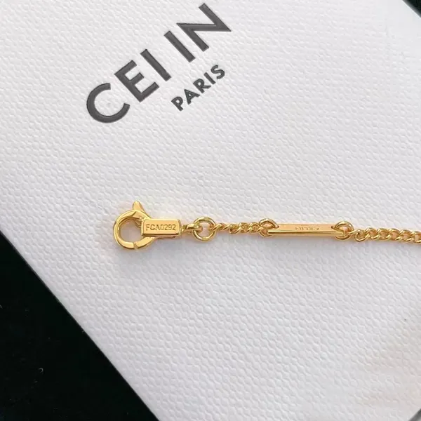 Celine Triomphe Puzzle Pendant Necklace Gold - 8