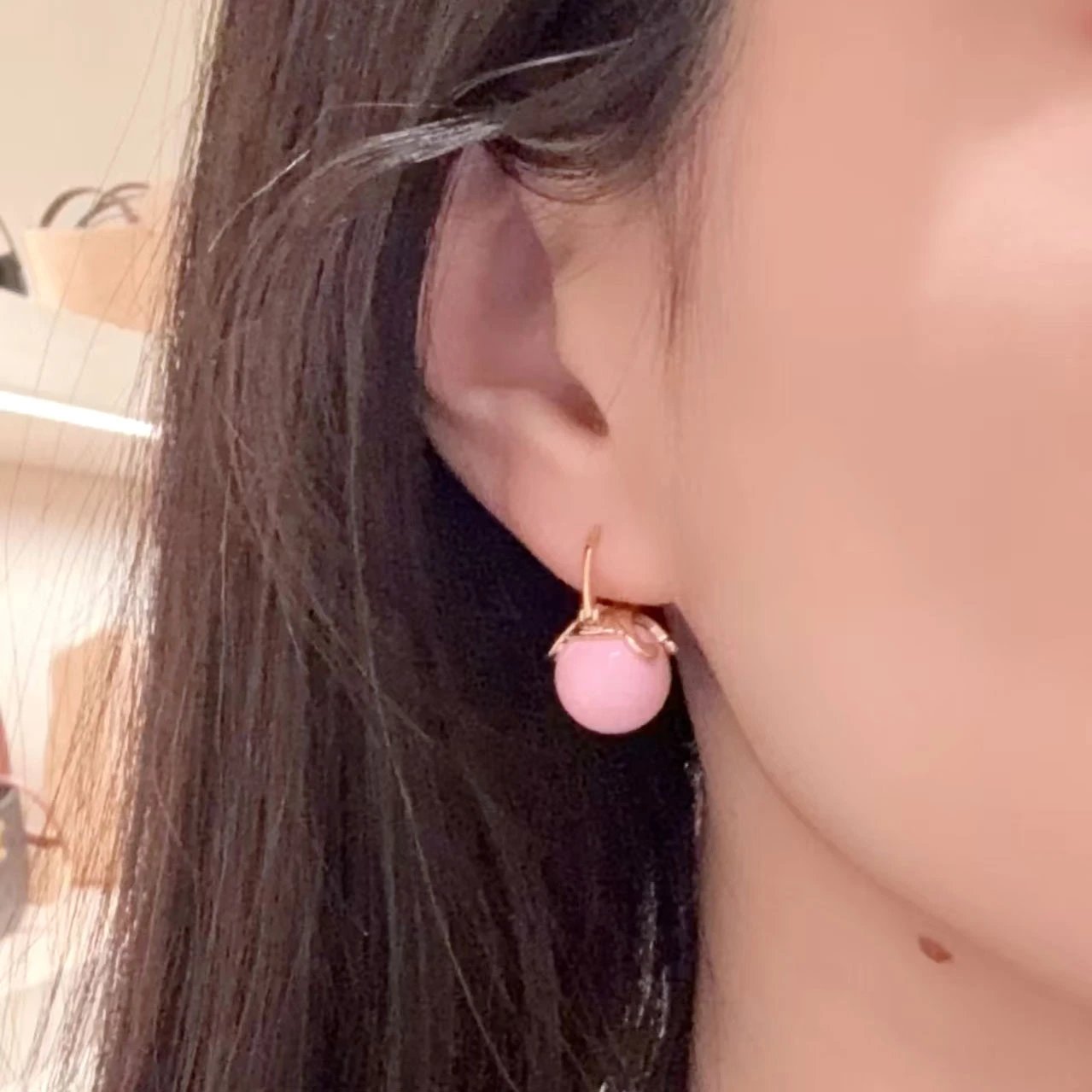 Gold Dragon Pearl Earrings White - 5