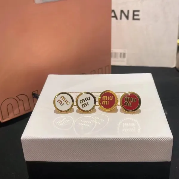 MMY M-Shape Enamel Stud Earrings Gold Pink Jewelry - 14