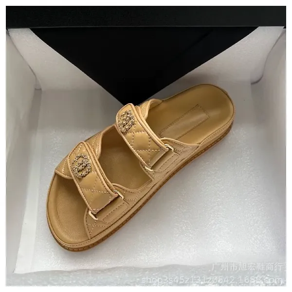 Chanel CC Logo Quilted Leather Sandals Black - 10