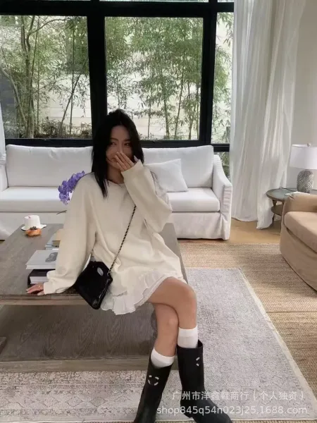 Off-White x Hunter Rain Boots Black White Rubber Knee-Boots - 9