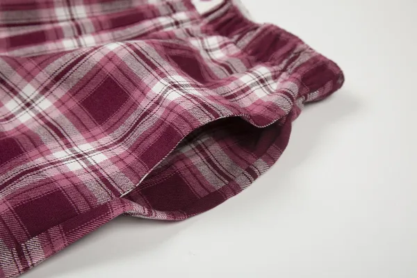 Design Plaid Lounge Pants with LOVE Print Burgundy Sleepwear - 9