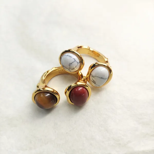 Loewe Two-Stone Cabochon Ring Gold - 7