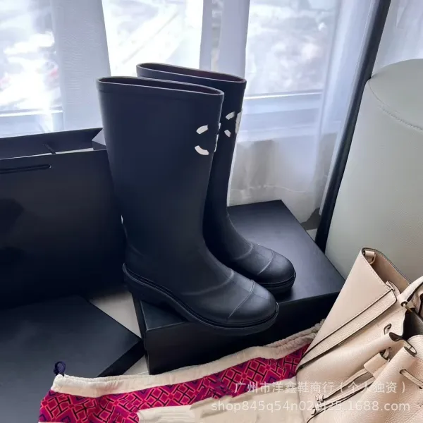Off-White x Hunter Rain Boots Black White Rubber Knee-Boots - 18