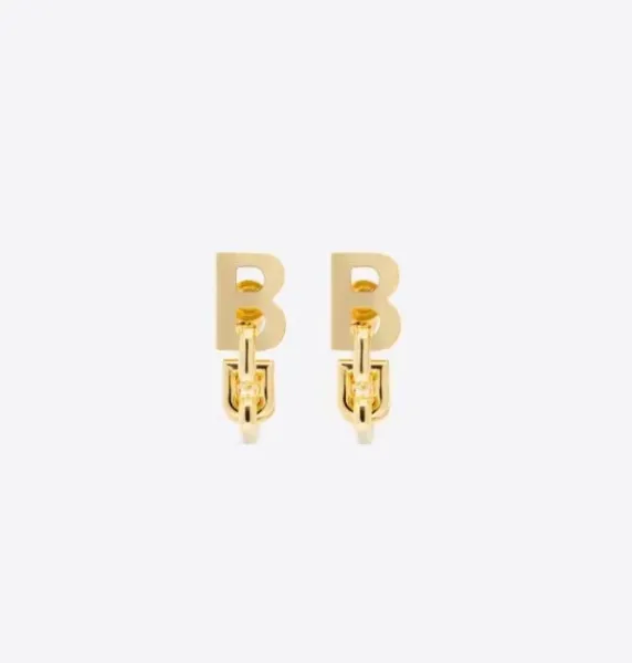Balenciaga BB Logo Chain Earrings Gold Earrings - 6