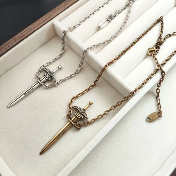 Balenciaga Sword Pendant Necklace Gold and Silver - 2