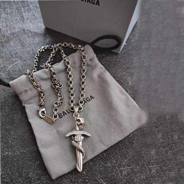 Balenciaga Sword Pendant Necklace Silver - 4