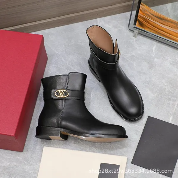 Valentino Garavani VLogo Knee-High Boots Burgundy Leather Boots - 5