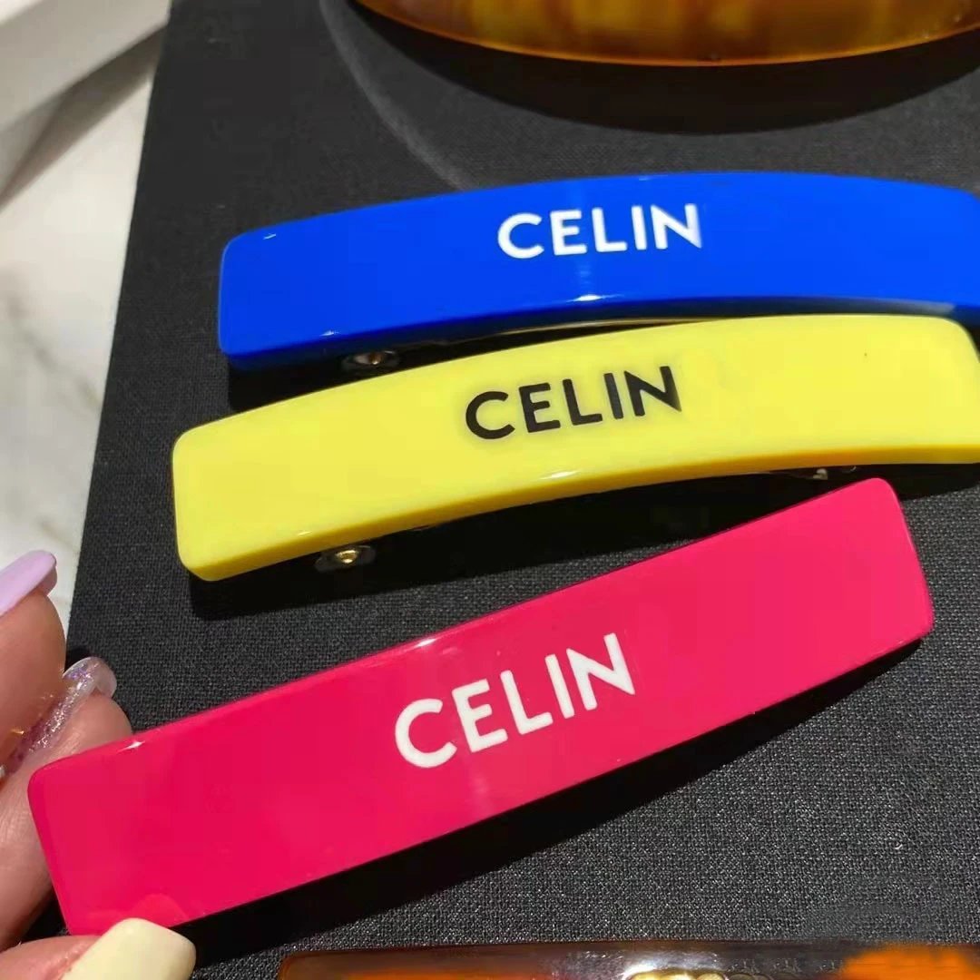 Celine Logo Bar Hair Clip Yellow Accessories - 13