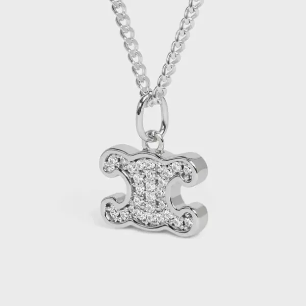 Celine Triomphe Puzzle Pendant Necklace Gold - 3