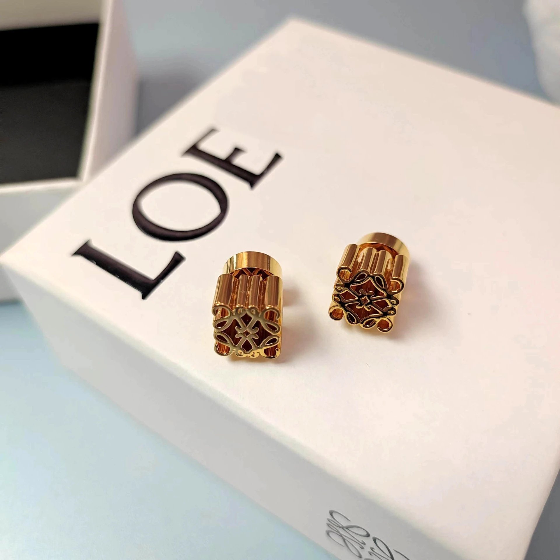 Loewe Anagram Cube Earrings Gold Jewelry - 8
