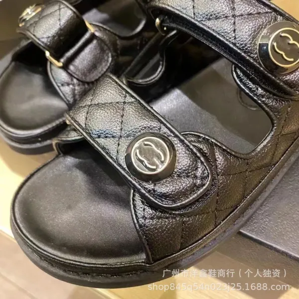 Chanel CC Logo Quilted White Sandals - 9