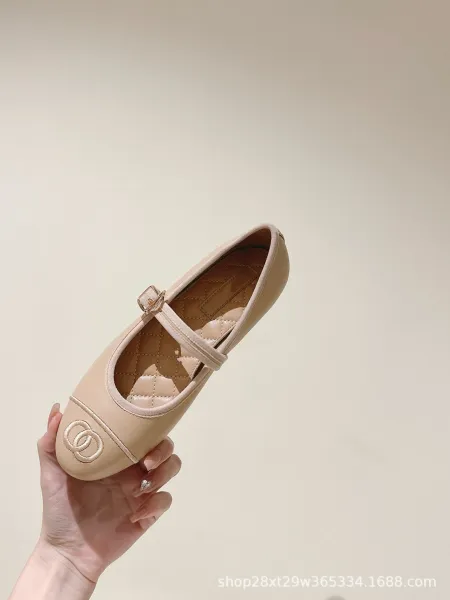 Chanel Mary Jane Ballet Flats White Leather Shoes - 9