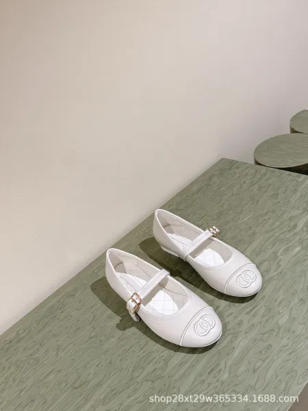 Chanel Mary Jane Ballet Flats White Leather Shoes - 12