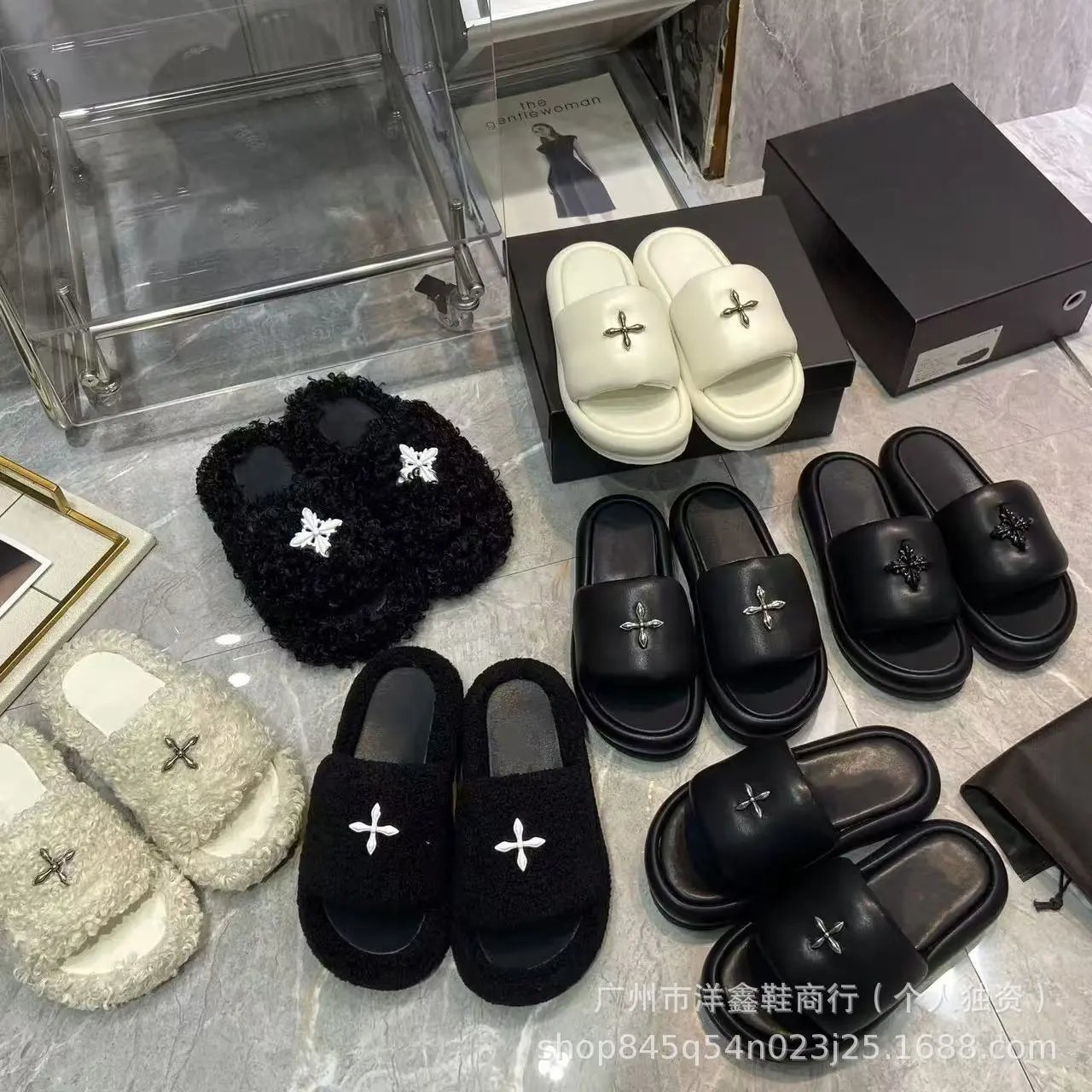 UGG Fluffy Shearling Slide Slippers Beige Slippers - 12